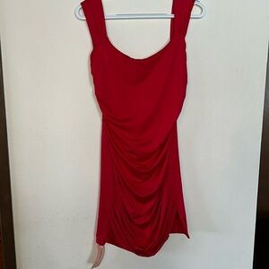 SHESEEWORLD NWT Backless Red Mini Dress with Rushing Size M